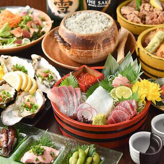 【3H飲放】生牡蠣やお刺身3種、サーモンと土鍋飯が楽しめる【匠】コース全9品 5,000円税込