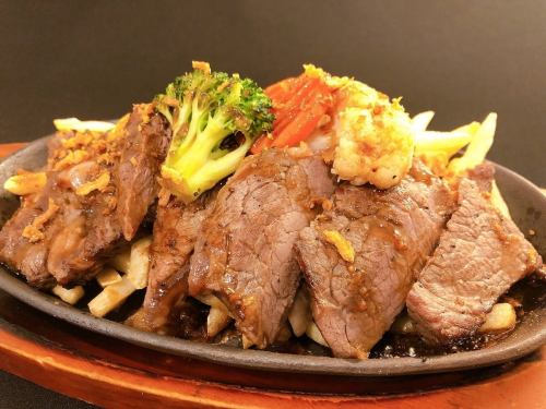 Iron plate sirloin steak