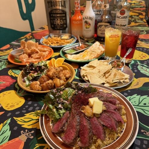 Reservation required ★ Beef garlic rice & light meal course with all-you-can-drink