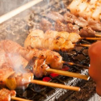Recommended for welcome parties and farewell parties♪ [2 hours of all-you-can-drink included] Recommended for pure style banquets! Charcoal-grilled skewers course with 8 dishes for 4,980 yen