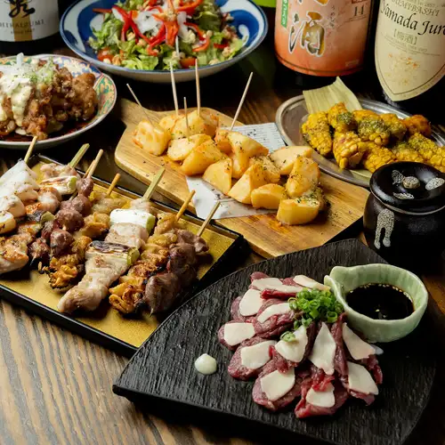 [2-Hour All-You-Can-Drink Included] Our Top Recommendation! 8 Dishes Including Premium Horse Sashimi, Charcoal-Grilled Skewers, and Mentaiko Butter Potatoes - 5480 Yen