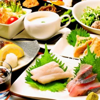 【個室・半個室確約！】お刺身3種盛りなど全8品120分飲み放題付⇒5500円