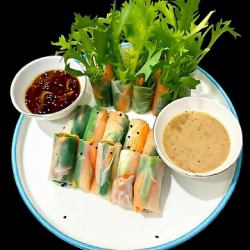 羊ハツの和え物/季節野菜の春巻き/冷菜三種盛り合せ