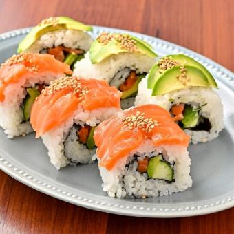 Salmon and avocado California roll