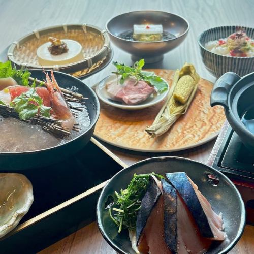 5月限定【魚吉海鮮コース 5,000円】お造り六点盛かつおしゃぶしゃぶ等料理七品/個別盛