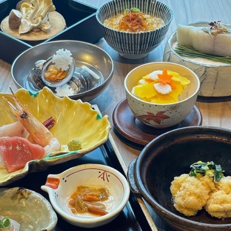 11月限定【會海鮮コース】お造り豪華個人盛 沖しじみ潮汁、真たち香煎揚げ等 個別盛料理八品