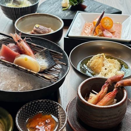 4月限定【會海鮮コース】お造り豪華個人盛・ずわい蟹すき焼・あわび揚げ出し等　個別盛料理八品