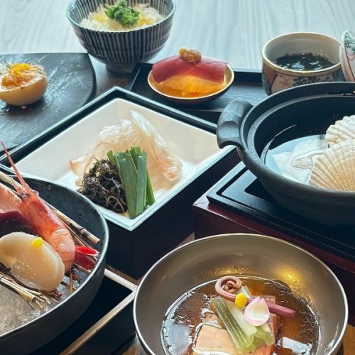 5月限定【魚吉海鮮コース 5,000円】お造り六点盛 　桜鯛しゃぶしゃぶ等料理七品／個別盛