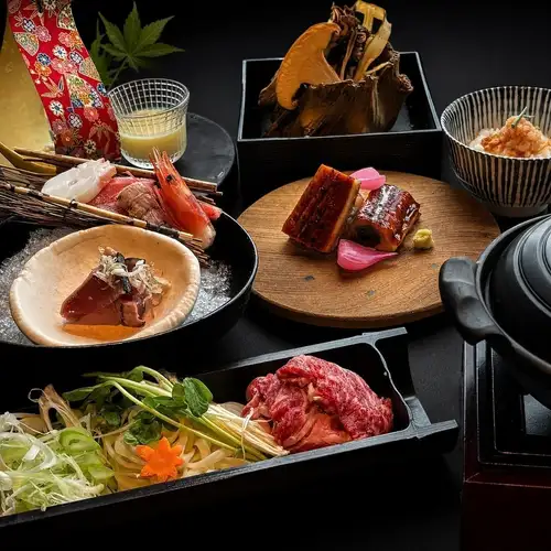 9月限定【魚吉海鮮コース 5,000円】お造り六点盛 　和牛しゃぶしゃぶ等料理七品／個別盛