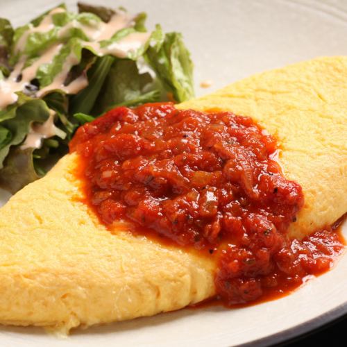 Cheese-filled egg roll with tomato sauce, etc.