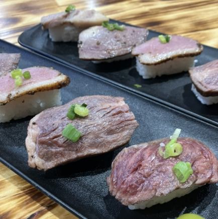 【2時間飲み放題＆食べ放題】肉寿司コース　全7品4300円→3300円　＋500円で3時間飲み放題に！