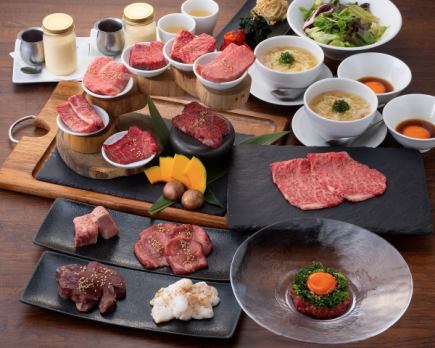 【極みコース】　和牛生ユッケや極上タン、とろ肉3秒炙り、一頭7種盛り...など全10品　8,900円