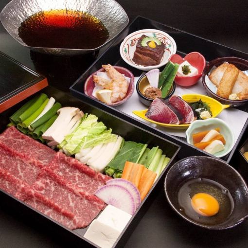 【特別晚餐】前菜7種拼盤+薩摩和牛壽喜燒晚餐4000日元⇒3500日元