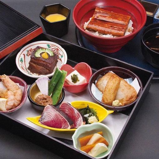 【特别晚餐】7种前菜拼盘和鹿儿岛鳗鱼饭晚餐4000日元⇒3500日元