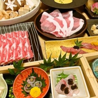 Kurobuta Sukiyaki [Toru] course made using six black and white pork from Kagoshima Prefecture 7 dishes total 9,350 yen (tax included)