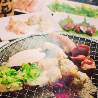 【朝引き淡路鶏】七輪焼コース 全8品3190円 ★+1078円で飲み放題追加OK★
