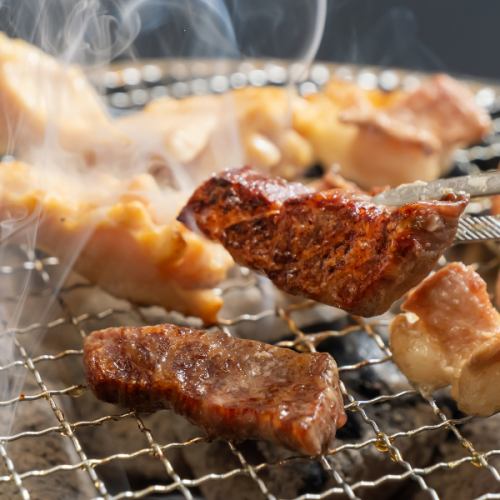 期間限定割引！】七輪焼肉コース 全9品　5170円→4620円★+1078円で飲み放題追加OK★