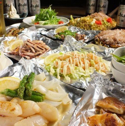 【豐富的鐵板燒菜單】4,500日元～90分鐘的無限暢飲套餐！