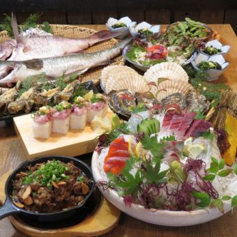 【適合春天的派對！】牛肉鐵板燒和蔥托羅壽司等10種菜餚，2小時無限暢飲套餐5,500日元（含稅）