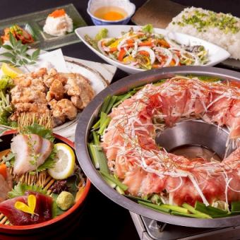 【お試し価格！】『旬のお刺身』＆「栗豚の肉炊き」付♪全7品　3時間飲み放題付　茜コース3800円