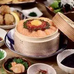 [Private Room Guaranteed] Enjoy salmon and salmon roe steamed rice with 8 dishes and 3 hours of all-you-can-drink at the [Shushin] course for 4,000 yen.