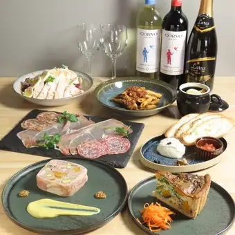 【2～6名用☆ボトルワイン付】 人気メニューを網羅！満足贅沢コース◆パテやキッシュ等 全7品　