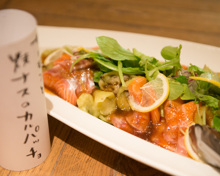 Fresh fish and vegetable carpaccio