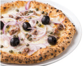 Purple onion, anchovy and olive pizza
