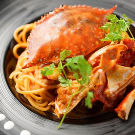 Crab tomato cream pasta
