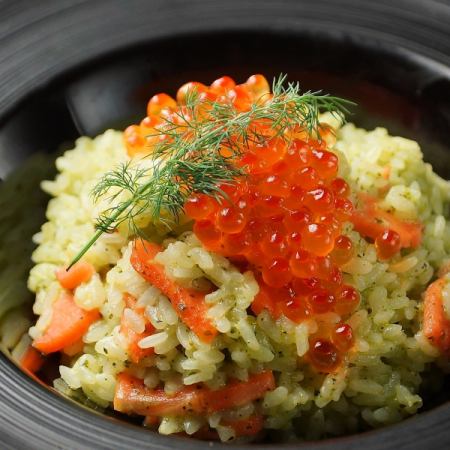 Salmon and salmon roe risotto