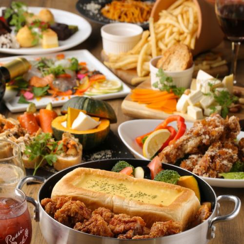 For those who like cheese, click here ♪ Very popular with couples and women ★ "Pane Chicken Course" 4,000 yen with 2 hours of all-you-can-drink