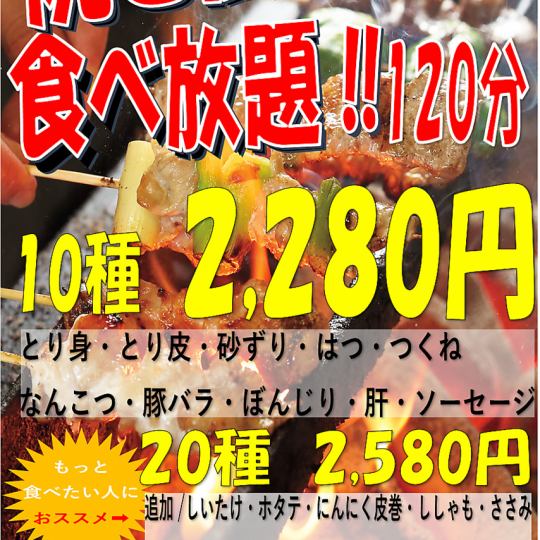 焼き鳥20種食べ放題プラン♪