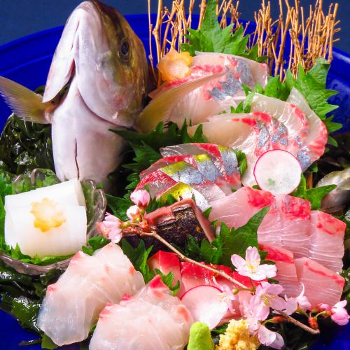 生魚片的厚度驚人！提供時令魚類【長崎縣產鮮魚製成的5種生魚片】