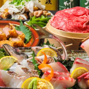 [For the welcome and farewell party] The main course is an assortment of 5 fresh fish and steamed Nagasaki Wagyu beef [2-hour all-you-can-drink including local sake and original sake included]