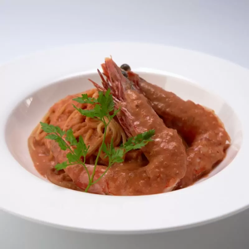 【奶油意面】带头虾番茄奶油意面