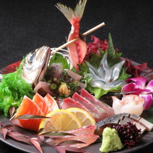 The gorgeously arranged fresh sashimi is exquisite.