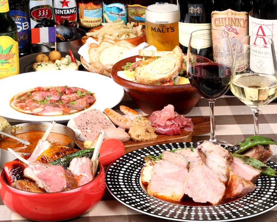 內含本店特色油封豬裡肌肉的無限暢飲套餐。
