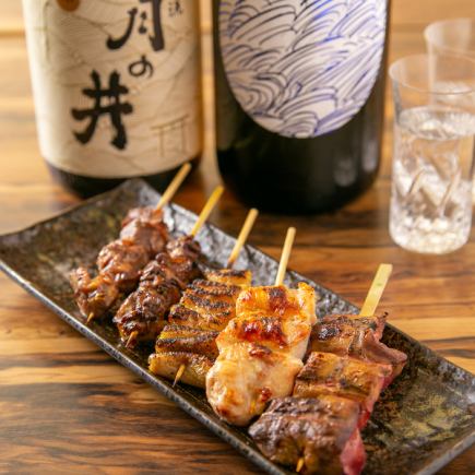 【おすすめ♪】自慢の焼き鳥をふんだんに堪能できる!焼き鳥メインコース5500円 2h飲み放題付♪