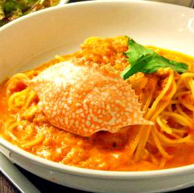 渡りガニのトマトソースパスタ