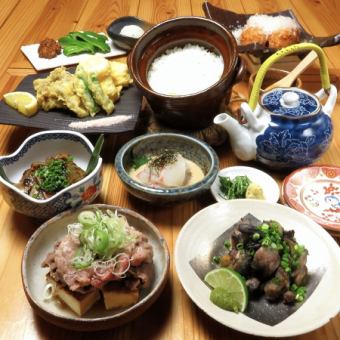 〆はコース限定"鯛茶漬け"松毬がお得に楽しめるお食事コース。※お料理のみ