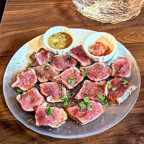 牛ハツのステーキ　すだちとポン酢