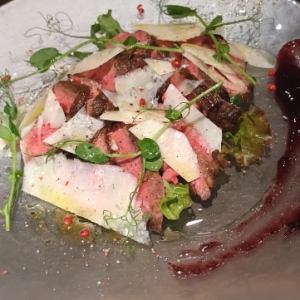 Beef steak with fermented lime and mint salt