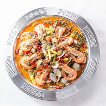 『破店スタンダードコース』甘ピリエビとアサリ鍋含10品 3時間制飲み放題付き4980円⇒3980円