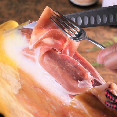 Raw ham from Spain, log jamon serrano