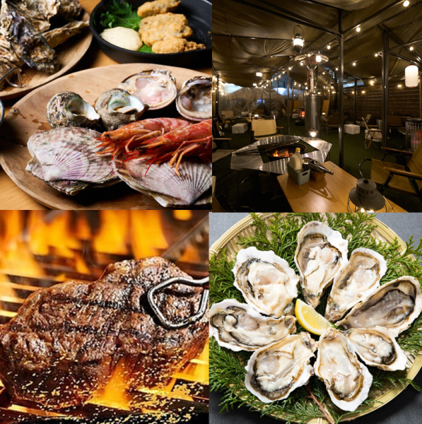 ★THE CAMP DE BBQ! All-you-can-drink included, 13 dishes in total, 4 grilled fresh seafood dishes × BBQ course ★6,480 yen