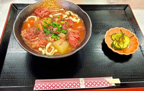 Beef soup soba set meal