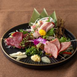 熊本県産の極上馬刺し三点盛り