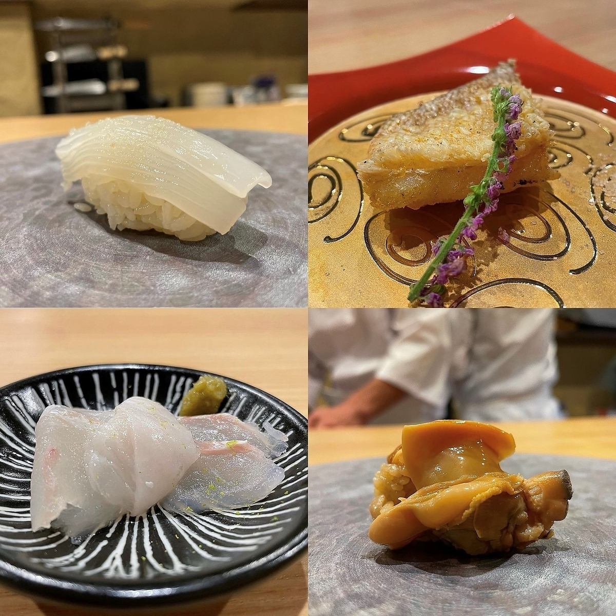 使用當季食材製作的休閒特產和握壽司，共14種，5,500日圓