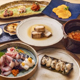 【120分飲み放題付き】　刺身盛り合わせ4種や海老串など全12品！匠コース6600円(税込)