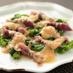 Firefly squid and rapeseed flower sesame carpaccio